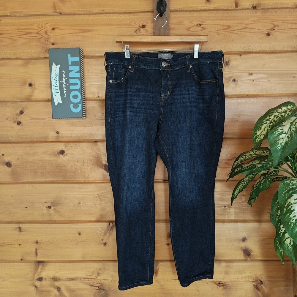 Torrid Mid Rise Skinny Vintage Stretch Ankle Jean Dark Wash Plus Sz 18(38") X26"